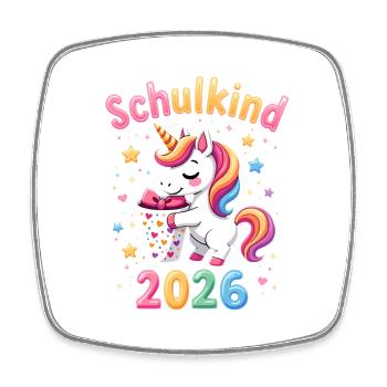 Schulkind 2026 Einschulung 2026 Schulanfang - Viereckiger Kühlschrankmagnet - Weiß - Vorne