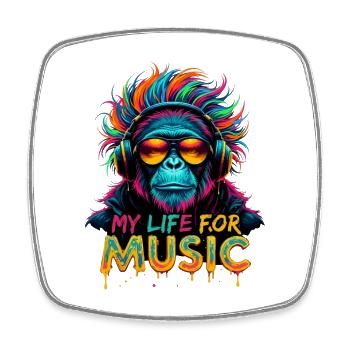 Colorful Chimpanzee – My Life for Music - Square fridge magnet - white - Front