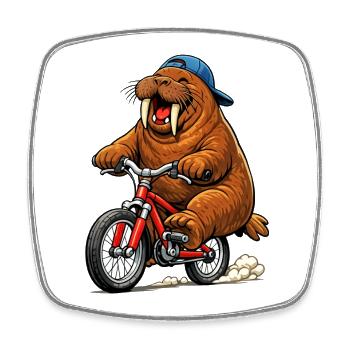 Morse sur le vélo - Magnet carré - blanc - Devant