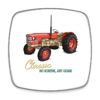 Classic Tractor: Just Gears - Square fridge magnet - white - Front