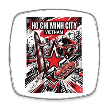 Ho Chi Minh City Vietnam - Viereckiger Kühlschrankmagnet - Weiß - Vorne