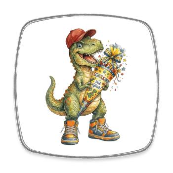 Cool watercolor T-Rex for back-to-school - Square fridge magnet - white - Front