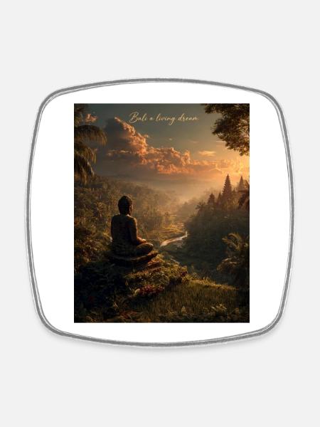 Bali Silence à la lumière du soir - Magnet carré - blanc