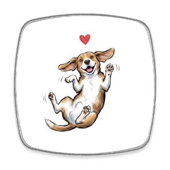 Corgi Hund Glücklich Herz Hundegeschenk - Viereckiger Kühlschrankmagnet - Weiß - Vorne