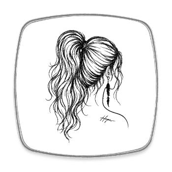 Haar-Line-Art mit Hope Tattoo - Viereckiger Kühlschrankmagnet - Weiß - Vorne