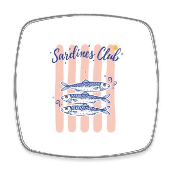 Sardines Club - Design Vintage Mer - Magnet carré - blanc - Devant
