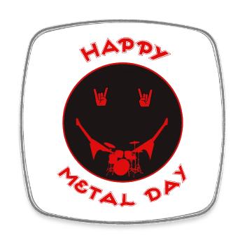 Happy Metal Day Drum-Icon - Viereckiger Kühlschrankmagnet - Weiß - Vorne