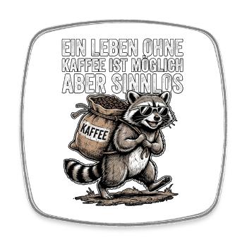 Kaffee Waschbär - Viereckiger Kühlschrankmagnet - Weiß - Vorne