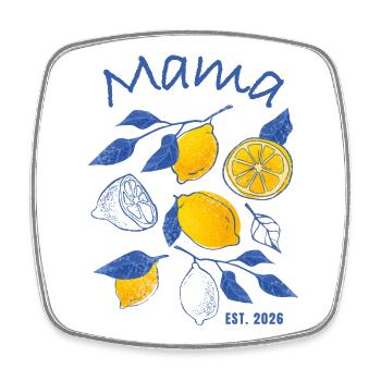Mama Est. 2026 Vintage Lemons Mom Geschenk - Viereckiger Kühlschrankmagnet - Weiß - Vorne