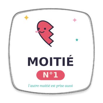 Moitié Coeur N°1 Sourire - Magnet carré - blanc - Devant