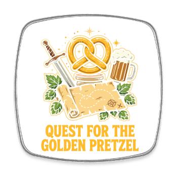 Quest For The Golden Pretzel - Viereckiger Kühlschrankmagnet - Weiß - Vorne