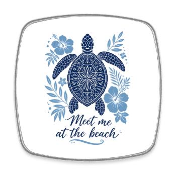 Meet me at the Beach – Schildkröte im Mandala-Stil - Viereckiger Kühlschrankmagnet - Weiß - Vorne