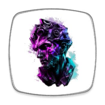 Neon Statue Antike Büste Vaporwave Cyberpunk - Viereckiger Kühlschrankmagnet - Weiß - Vorne
