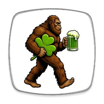 Bigfoot-Kleeblatt-Lustiger St. Patrick's Day Bigfo - Viereckiger Kühlschrankmagnet - Weiß - Vorne