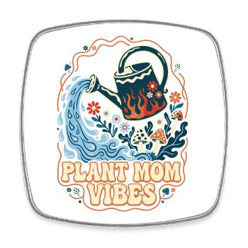 Plant Mom Vibes Retro Gartenmotiv - Viereckiger Kühlschrankmagnet - Weiß - Vorne