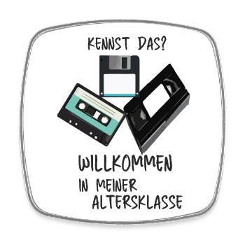 Retro Tech Humor Altersklasse - Viereckiger Kühlschrankmagnet - Weiß - Vorne