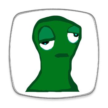 Müde grüne Figur – minimalistischer Cartoon,  Frus - Viereckiger Kühlschrankmagnet - Weiß - Vorne