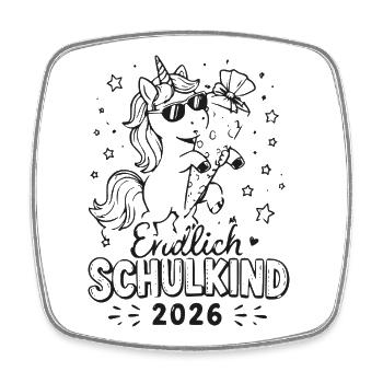 Einhorn Schulkind 2026 Edition - Viereckiger Kühlschrankmagnet - Weiß - Vorne