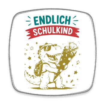 Dino Einschulung 2026 Feier - Viereckiger Kühlschrankmagnet - Weiß - Vorne