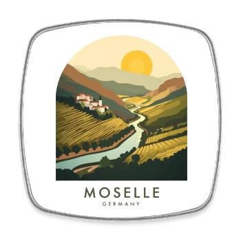 Mosel Germany | Vintage River Valley Poster - Viereckiger Kühlschrankmagnet - Weiß - Vorne