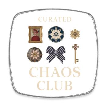 Curated Chaos Club Motifs - Viereckiger Kühlschrankmagnet - Weiß - Vorne