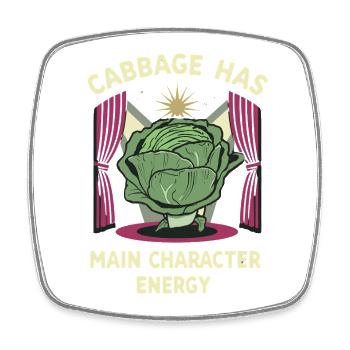 Cabbage Main Character Energy - Viereckiger Kühlschrankmagnet - Weiß - Vorne