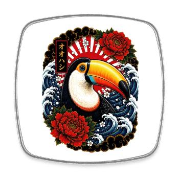 Tukan im japanischen Irezumi Tattoo Stil - Viereckiger Kühlschrankmagnet - Weiß - Vorne