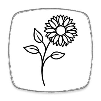 Sunflower One Line Floral Motif - Square fridge magnet - white - Front