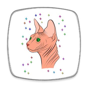 Sphynx mit Sternen - Viereckiger Kühlschrankmagnet - Weiß - Vorne