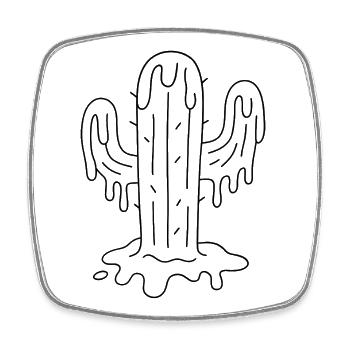 It's so hot... the cactus melts for coloring - Square fridge magnet - white - Front