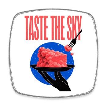  Taste the Sky – Wolkenkuchen - Viereckiger Kühlschrankmagnet - Weiß - Vorne
