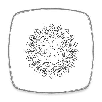 Eichhoernchen Haselnuss Mandala zum ausmalen - Viereckiger Kühlschrankmagnet - Weiß - Vorne