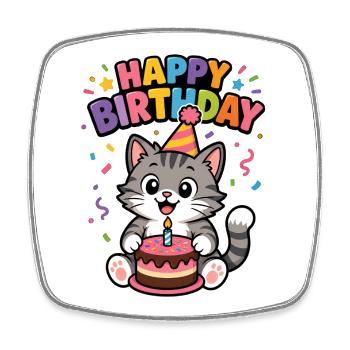 Happy Birthday cat - Viereckiger Kühlschrankmagnet - Weiß - Vorne