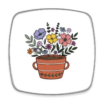 Blume - Viereckiger Kühlschrankmagnet - Weiß - Vorne