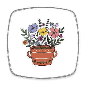 Blumen im Terrakotta-Topf - Viereckiger Kühlschrankmagnet - Weiß - Vorne