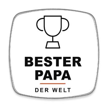 Bester Papa der Welt Trophäe - Viereckiger Kühlschrankmagnet - Weiß - Vorne