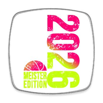 Basketball Meister Edition 2026 in lime pink - Viereckiger Kühlschrankmagnet - Weiß - Vorne