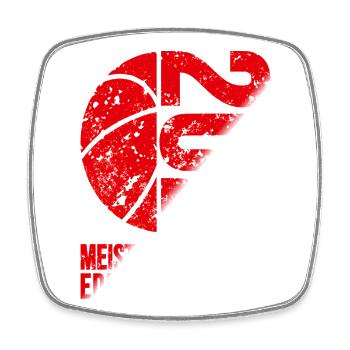 Basketball Meister Edition 2026 in rot und weiß - Viereckiger Kühlschrankmagnet - Weiß - Vorne
