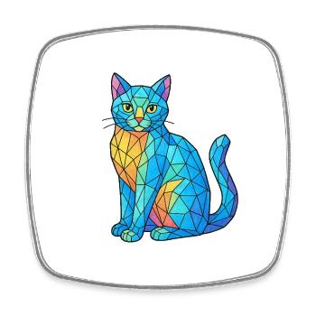Blaeuliche Kristallkatze - Viereckiger Kühlschrankmagnet - Weiß - Vorne