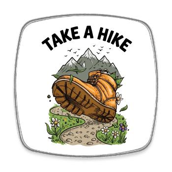 Mountains - Take a Hike - Square fridge magnet - white - Front