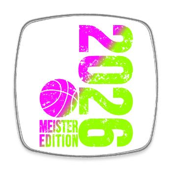 Basketball Champion Shirt 2026, lime Pink - Square fridge magnet - white - Front