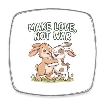 Make Love, Not War – Süße Hasen Umarmung - Viereckiger Kühlschrankmagnet - Weiß - Vorne