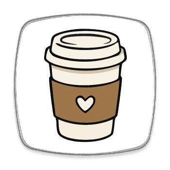 Süße Takeaway-Kaffeetasse mit Herz - Viereckiger Kühlschrankmagnet - Weiß - Vorne