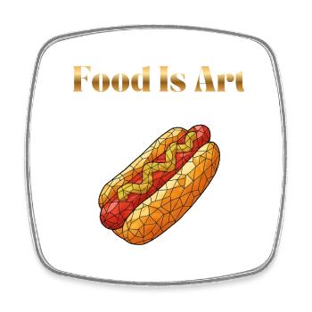 Food Is Art ... Hot Dog - Viereckiger Kühlschrankmagnet - Weiß - Vorne