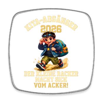KITA‑Abgänger 2026 Geschenk | Kleiner Racker - Viereckiger Kühlschrankmagnet - Weiß - Vorne