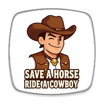 Cowboy-Karikatur mit Western-Slogan - Viereckiger Kühlschrankmagnet - Weiß - Vorne