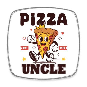 Pizza_uncle_Cadeau_Amateur_de_Pizza - Viereckiger Kühlschrankmagnet - Weiß - Vorne
