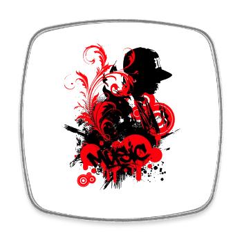 Graffiti Hip Hop Music Red On Black - Square fridge magnet - white - Front
