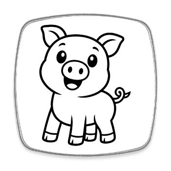 Happy piggy animal motif - Square fridge magnet - white - Front