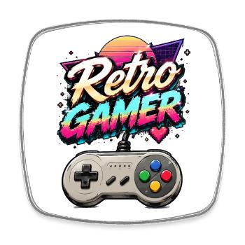 Retro Gamer Neon - Magnet carré - blanc - Devant